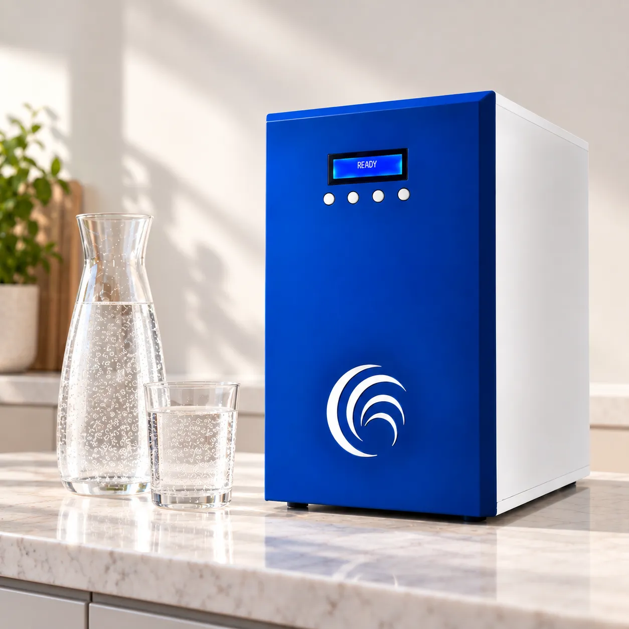 Depuratore Clearwater sottolavello colore blu per acqua liscia, fredda e frizzante