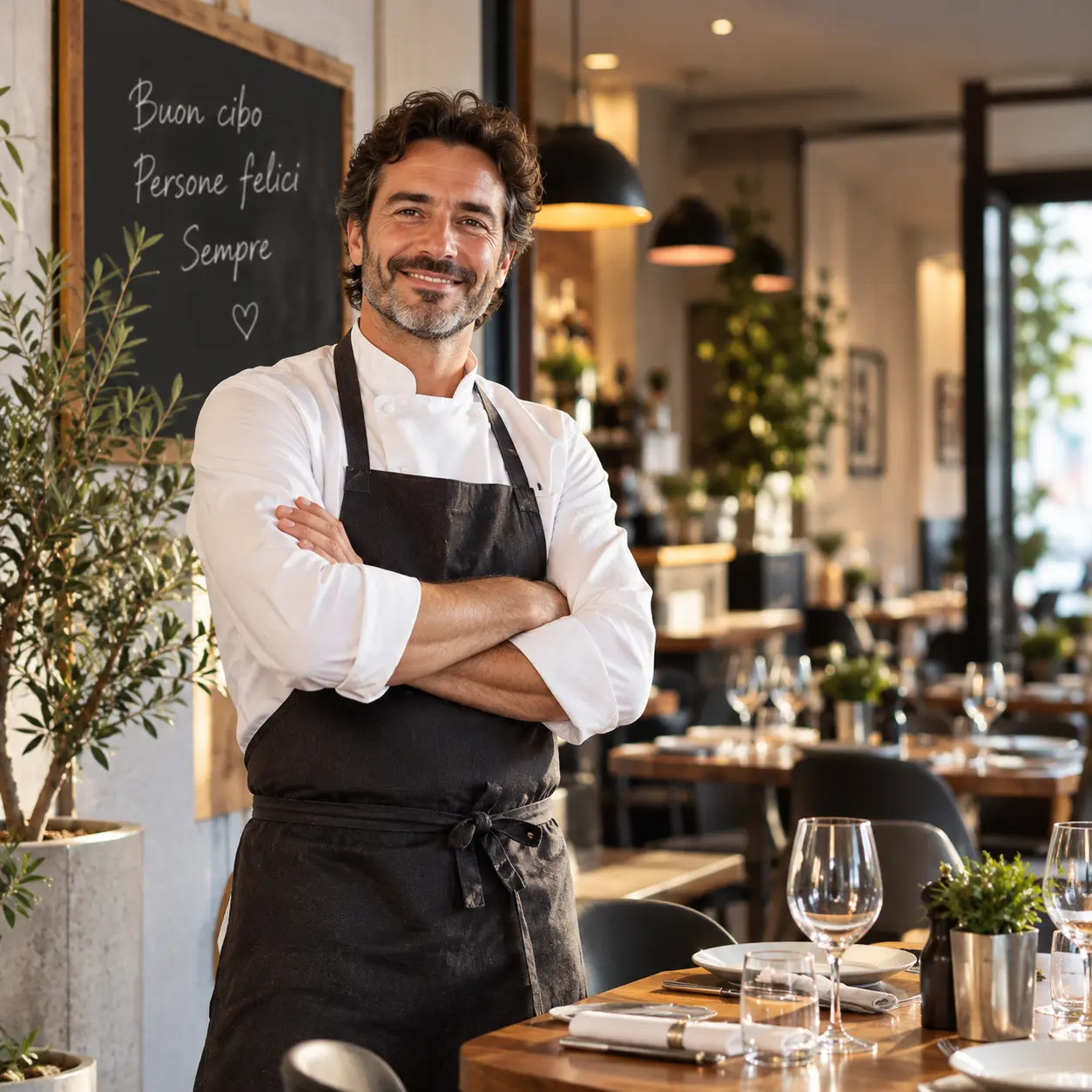 ristoratore fiero in ristorante di lusso