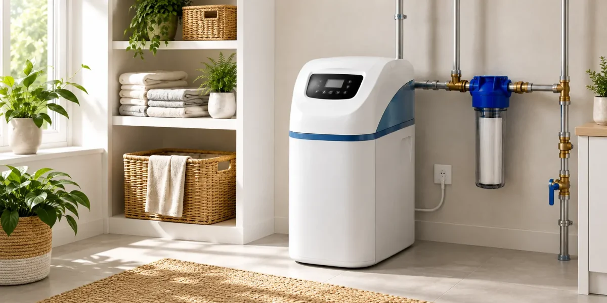 Addolcitore per l'acqua potabile con prefiltro installato sull'impianto di casa